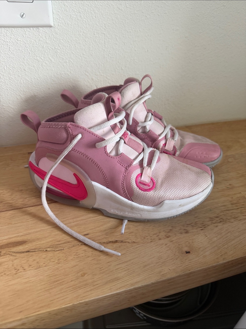 Nike Kids Pink and White High-Top Sneakers